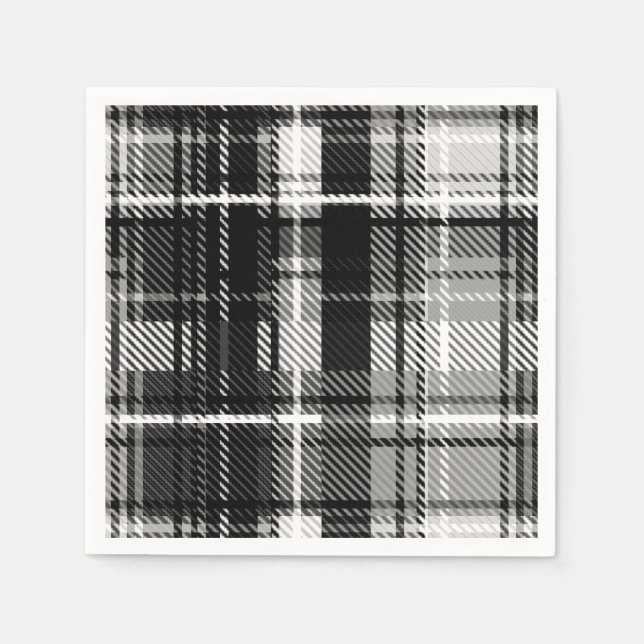 Guardanapo De Papel Grunde Black Flannel Xadrez branca Tartan Design (Frente)