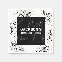 Guardanapo De Papel Grunge Paint Splatter Black & White Birthday