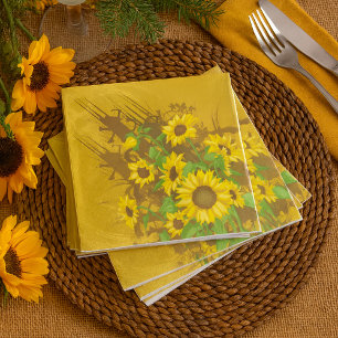 Guardanapo De Papel Grunge Sunflower Art Bold Rustic Yellow Floral