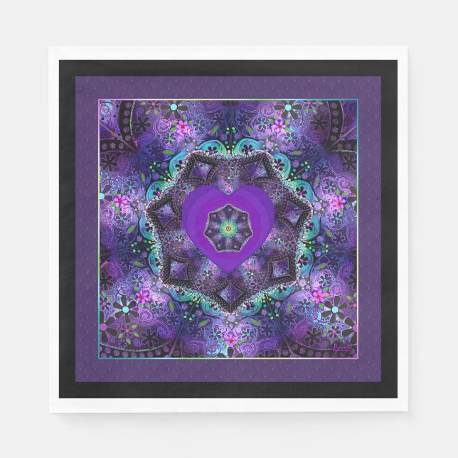 Guardanapo De Papel Guarda-chuva e corações roxos .7 (Frente)