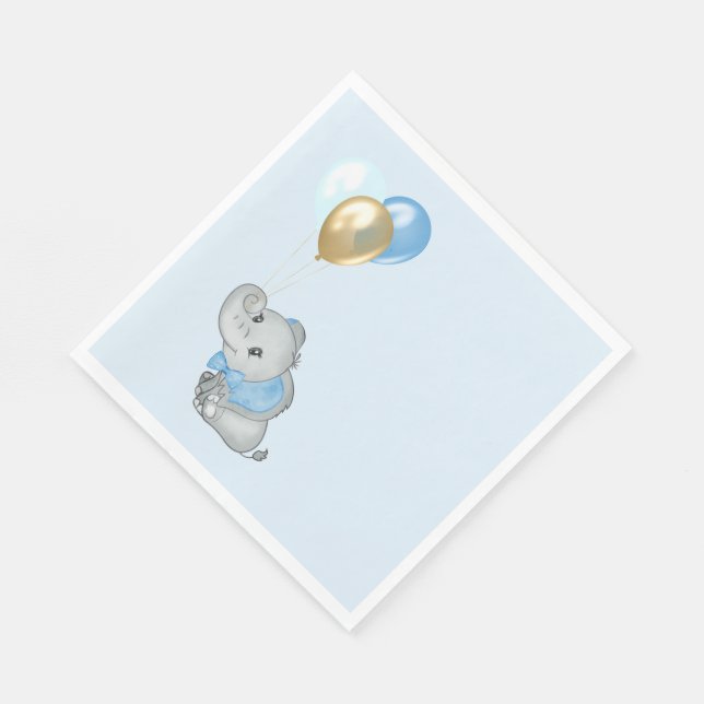 Guardanapo De Papel Guarda-napo de Elefante Azul para Chá de Bebê (Quina)