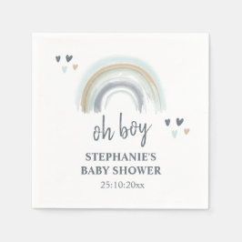 Guardanapo De Papel Guarda-napos Oh Boy Baby Shower Azul Boho Arco-íri