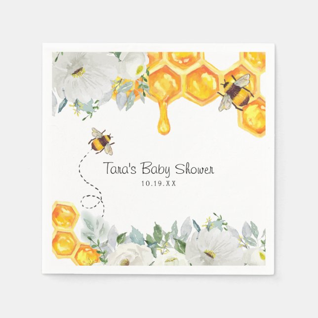 Guardanapo De Papel Guarda-nappos de Chás de Bebê Abelha Bumble com Me (Frente)