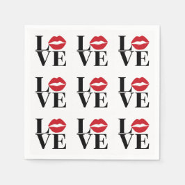 Guardanapo De Papel Guarda-papos de papel Beijo de Amor Lábios Vermelh