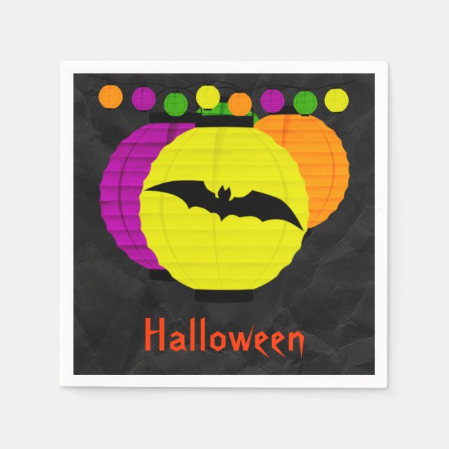 Guardanapo De Papel Guardachuvas & Morcego Preto de Halloween (Frente)