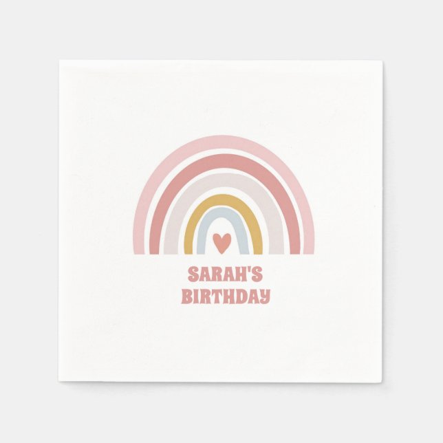 Guardanapo De Papel guardanapo-arco-íris rosa para nome personalizado  (Frente)