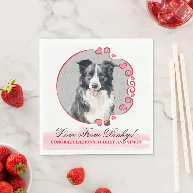 Guardanapo De Papel Guardas de casamento com foto de cães Border Colli (Insitu)