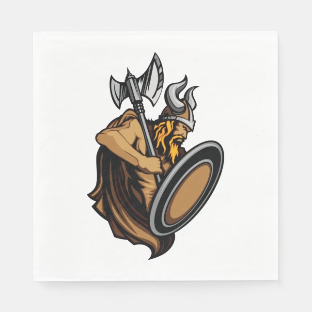 Guardanapo De Papel Guerreiro Viking Bárbaro Nórdico com Machado e Esc (Frente)