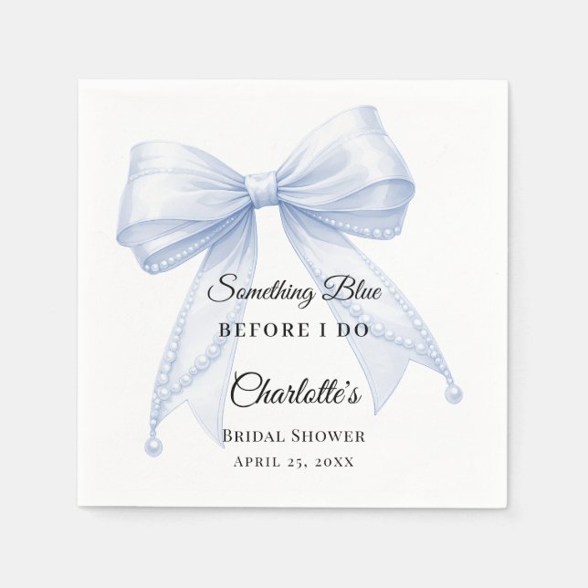 Guardanapo De Papel Guest book Bridal Shower bow something blue (Frente)