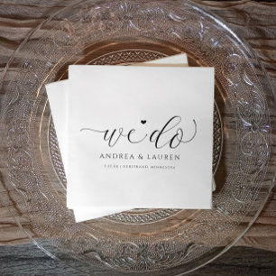 Guardanapo De Papel Guião Elegante Simples De Casamento De Coquetel N