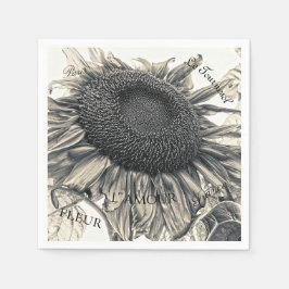Guardanapo De Papel Guias de dissociação Giant Sunflower Vintage Sepia