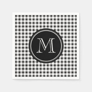 Guardanapo De Papel Guingão preto e branco, seu monograma