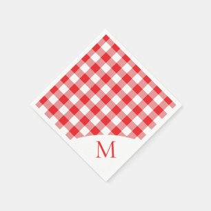 Guardanapo De Papel Guingão vermelho e branco Monogrammed