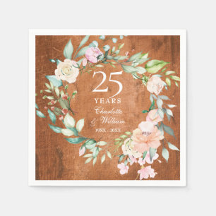 Guardanapo De Papel Guirlanda de Rosas de Madeira Boho Rústica de 25º