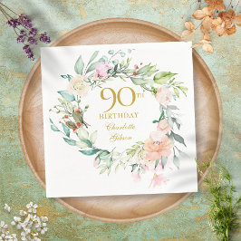 Guardanapo De Papel Guirlanda de Rosas de Verão para 90º Aniversário