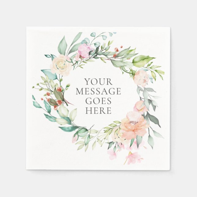 Guardanapo De Papel Guirlanda Floral de Rosa Personalizada (Frente)