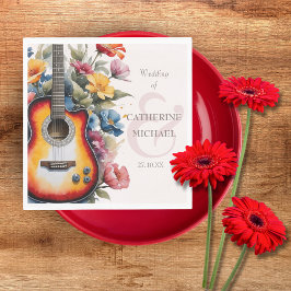 Guardanapo De Papel Guitarra Wildflower E Comercial Musical de Casamen