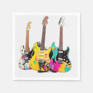 Guardanapo De Papel Guitarras de estilo de grafite com notas musicais