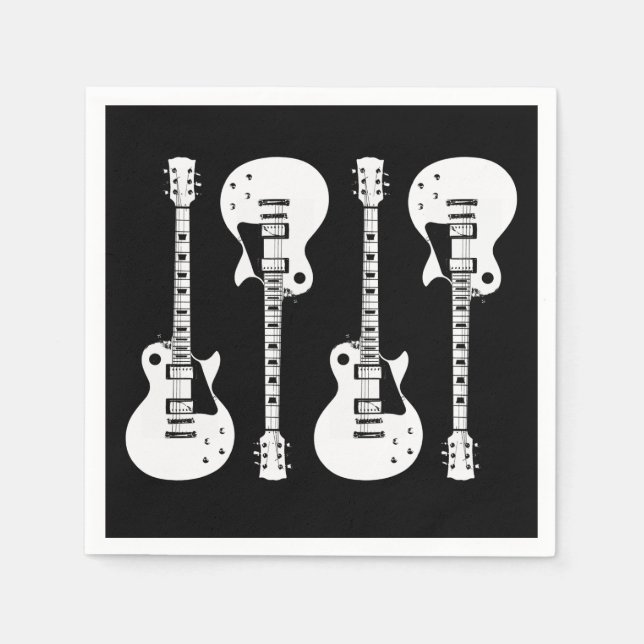 Guardanapo De Papel Guitarras Elétricas Gráfico em Branco (Frente)
