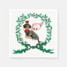 Gulliver Wirehaired Dachshund Christmas Napkin