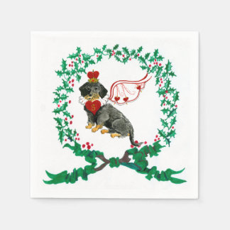 Guardanapo De Papel Gulliver Wirehaired Dachshund Christmas Napkin