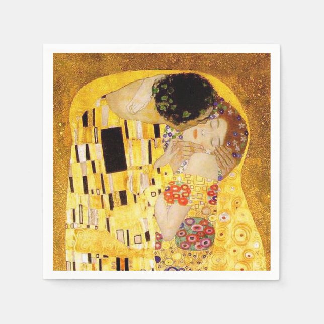 Guardanapo De Papel Gustav Klimt A Pintura Clássica Beija (Frente)