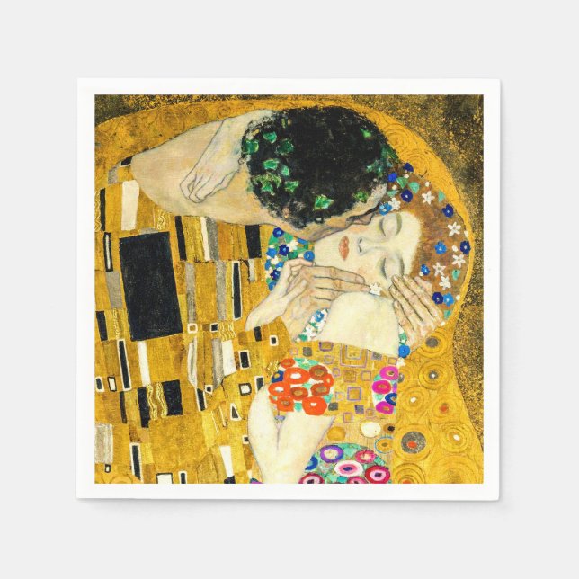 Guardanapo De Papel Gustav Klimt Kiss / Valentine's Day Romantic Art (Frente)