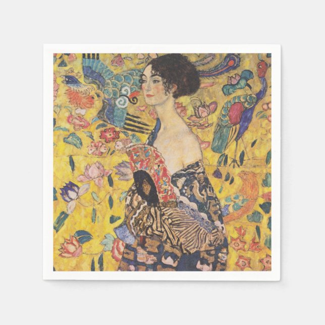 Guardanapo De Papel Gustav Klimt-Lady com ventilador | (Frente)