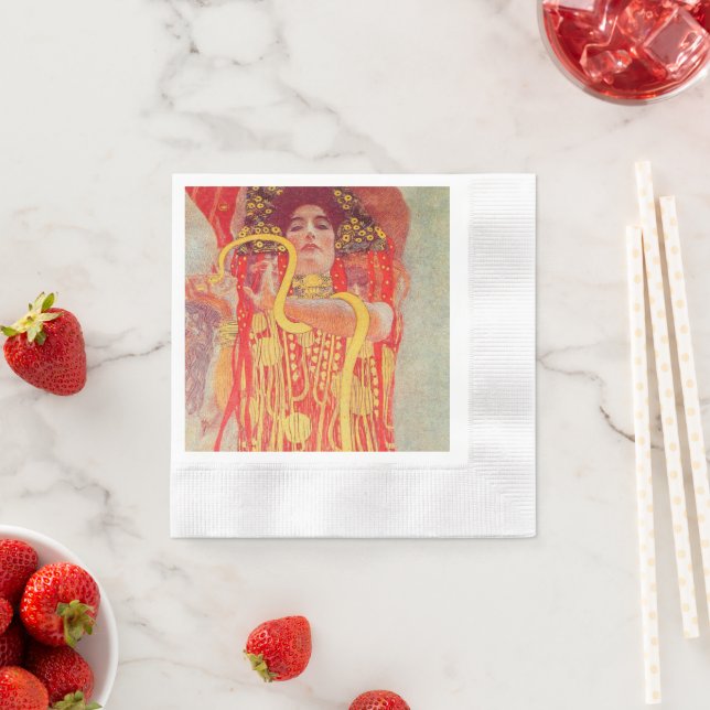 Guardanapo De Papel Gustav Klimt Red Woman Dourada pintura Cobra (Insitu)