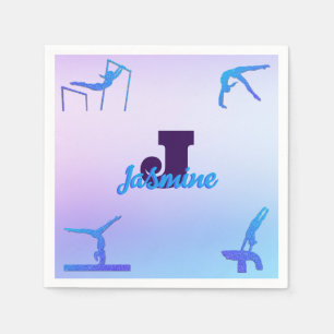 Guardanapo De Papel Gymnastics Blue Purple Monograma Personalizado