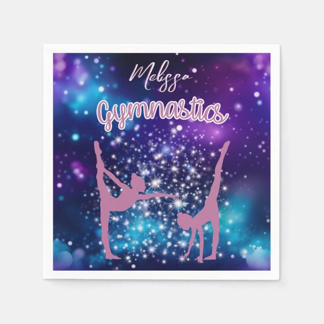 Guardanapo De Papel Gymnastics Galaxy Purple Turquoise Personalizada (Frente)