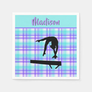 Guardanapo De Papel Gymnastics Girl Lilac Purple e Aqua Personalizados
