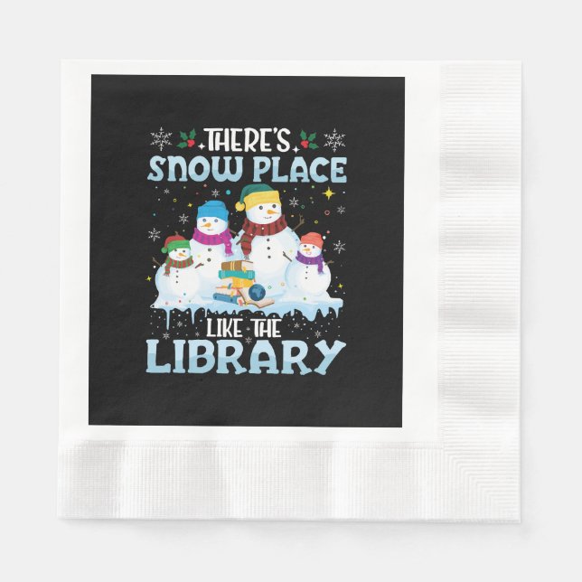 Guardanapo De Papel Há Lugar De Neve Como O Natal Da Biblioteca (Frente)