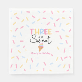 Guardanapo De Papel Há Uma Festa De aniversário de 3 anos Sorvete Muit
