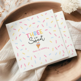 Guardanapo De Papel Há Uma Festa De aniversário de 3 anos Sorvete Muit