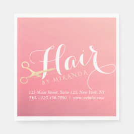 Guardanapo De Papel Hairstylist Makeup Salon Modern Pink Tesoura Doura