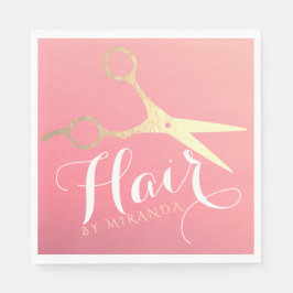 Guardanapo De Papel Hairstylist Makeup Salon Modern Pink Tesoura Doura