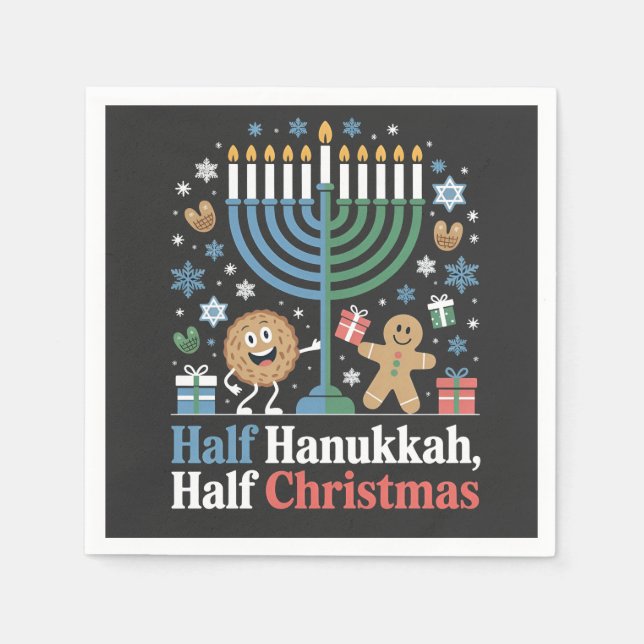Guardanapo De Papel Half Hanukkah Half Christmas Christmukkah (Frente)