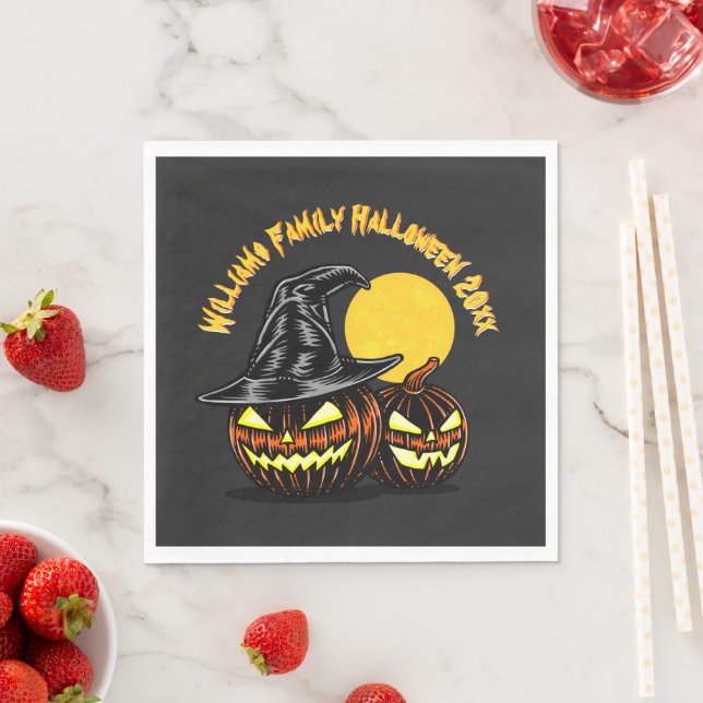 Guardanapo De Papel Halloween Adicionar Nome da Família Ano Personaliz (Insitu)