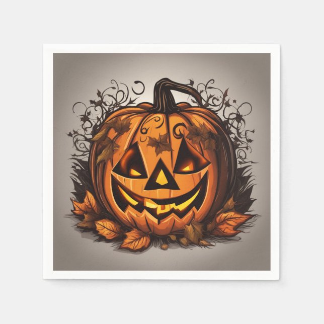 Guardanapo De Papel Halloween assustador Jack-O-Lanterna (Frente)