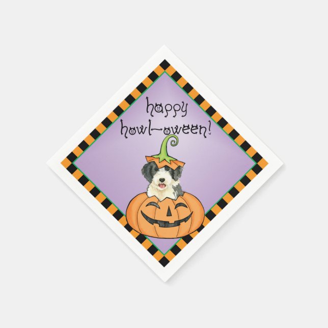 Guardanapo De Papel Halloween Bearded Collie Napkins (Canto)