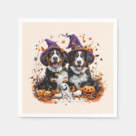 Guardanapo De Papel Halloween Bernese Mountain Dogs Witch Ghost