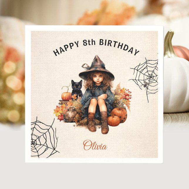 Guardanapo De Papel Halloween Birthday Girl Little Bruxy Paper Napkins (Halloween Birthday Girl Little Witch Paper Napkins)