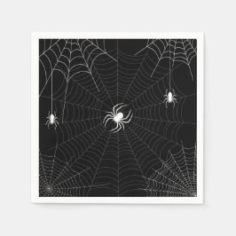 Guardanapo De Papel Halloween Black and White Spider Web