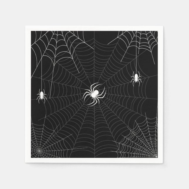Guardanapo De Papel Halloween Black and White Spider Web (Frente)