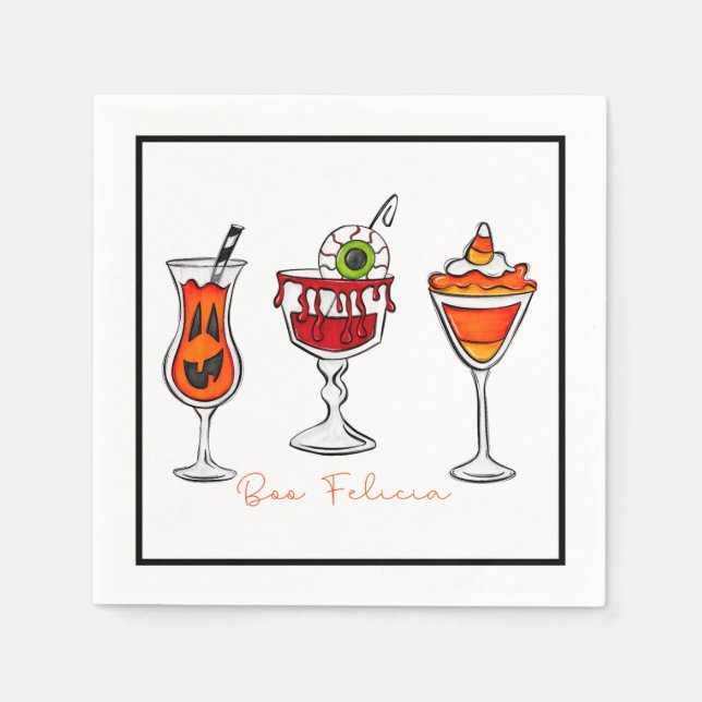 Guardanapo De Papel Halloween Boo Felicia Funny Bebe Cocktail (Frente)