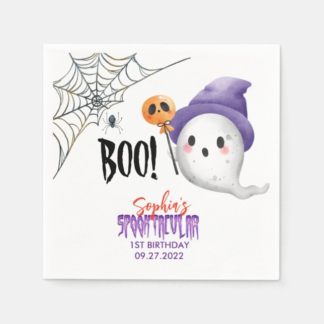 Guardanapo De Papel Halloween Boo Spooktacular Ghost (Frente)