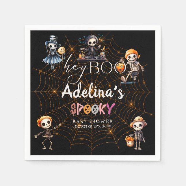 Guardanapo De Papel Halloween Boo Spooky Skeletons Chá de fraldas (Frente)