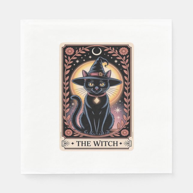 Guardanapo De Papel Halloween Bruxas - O Gato Estético Amava Tarot Gót (Frente)