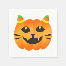 Guardanapo De Papel Halloween Cat-o'-Lanterna